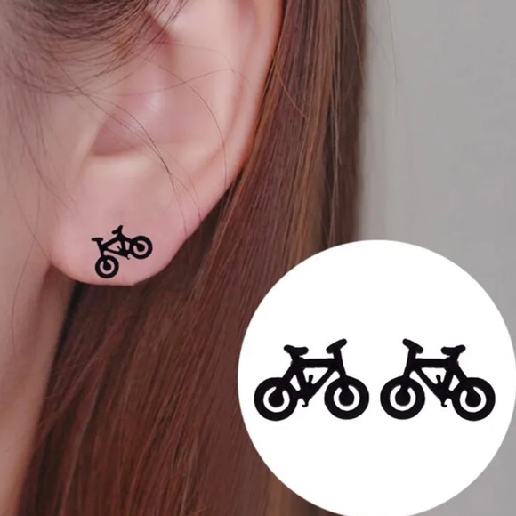 BIKE GOLD Stainless Steel Stud Earrings with Gift Bag - Picture 5 of 7